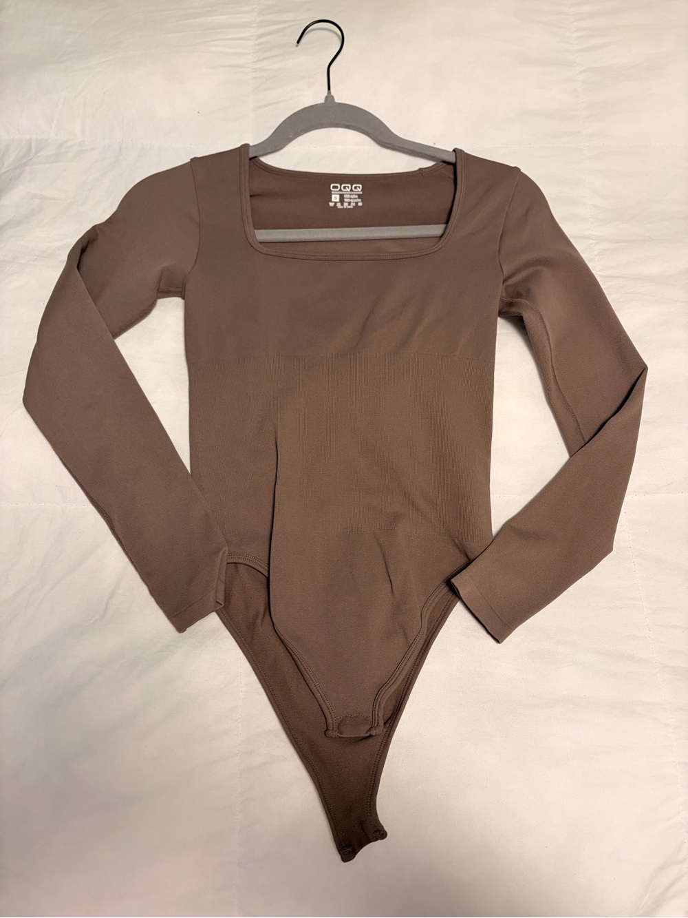 Square Neck Long Sleeve Bodysuit in Brown
